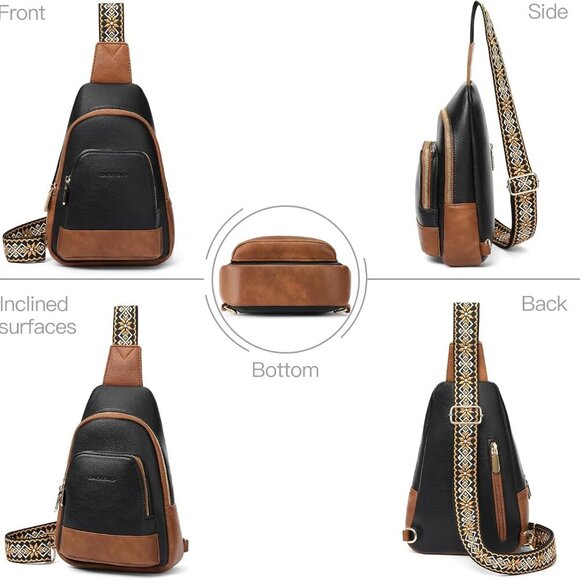 Chic Vegan Leather Crossbody Sling Bag for Women - Multi-Pocket Design - Picture 6 of 9